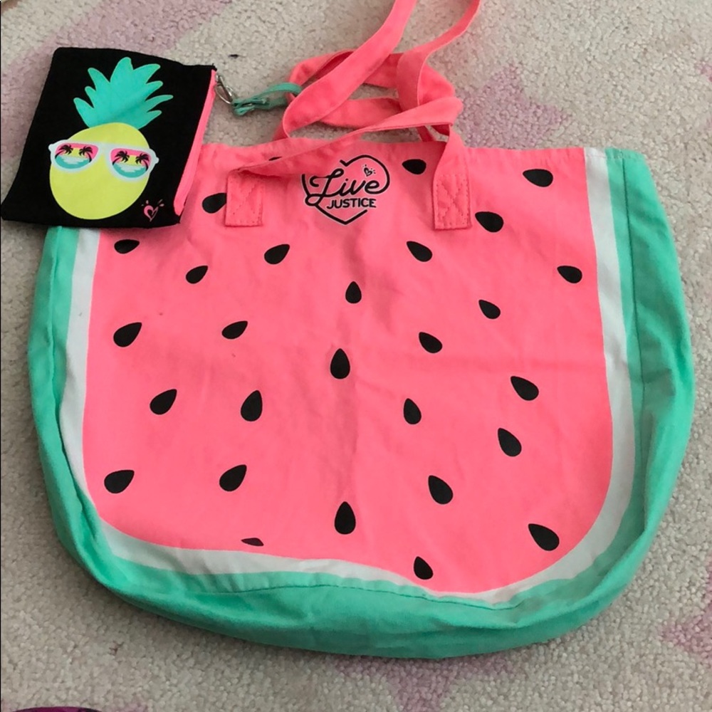 Justice watermelon bag and pouch